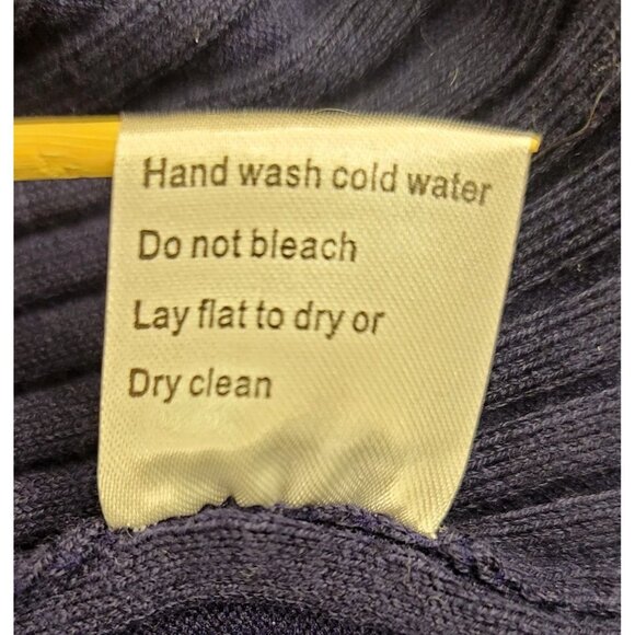 Belldini Ribbed Navy Sweater Gold Chain Rhinestone Detail XL Cotton Viscose - Picture 6 of 10